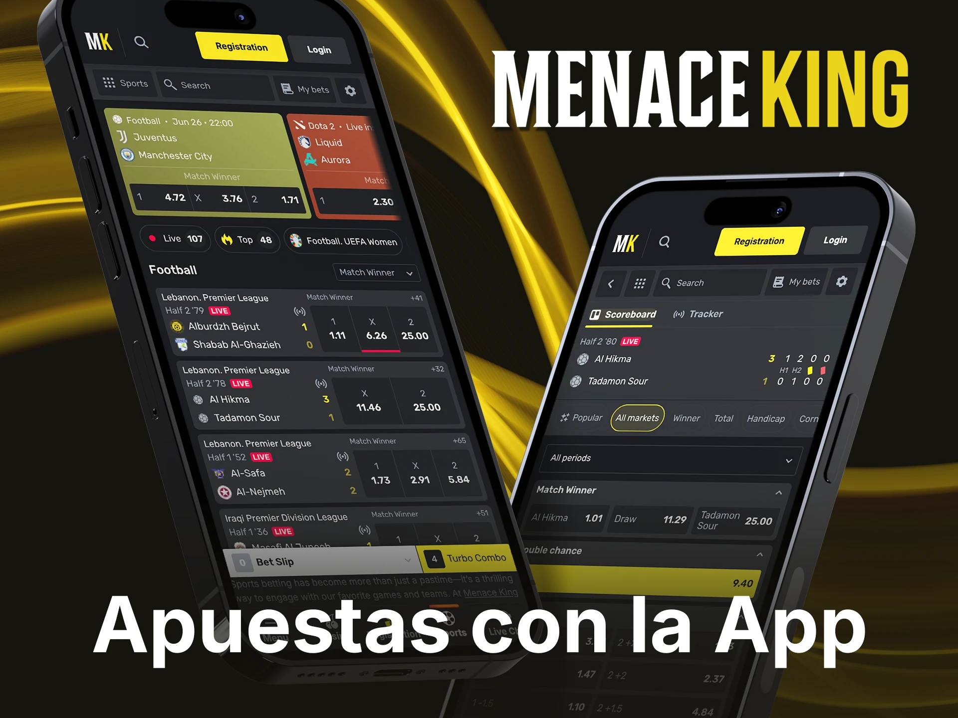 Sigue las instrucciones para empezar a apostar en deportes en Menace King desde tu teléfono móvil.