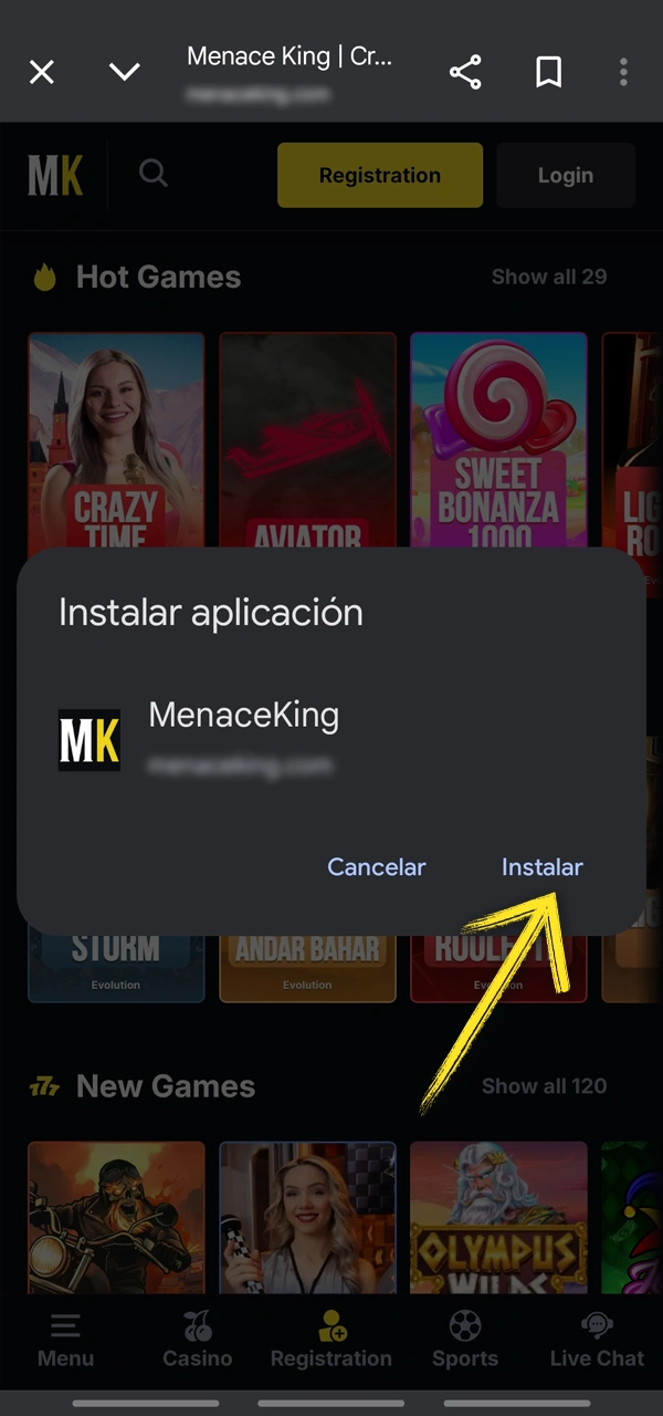 Pasos sencillos para completar la instalación de la aplicación móvil Menace King.