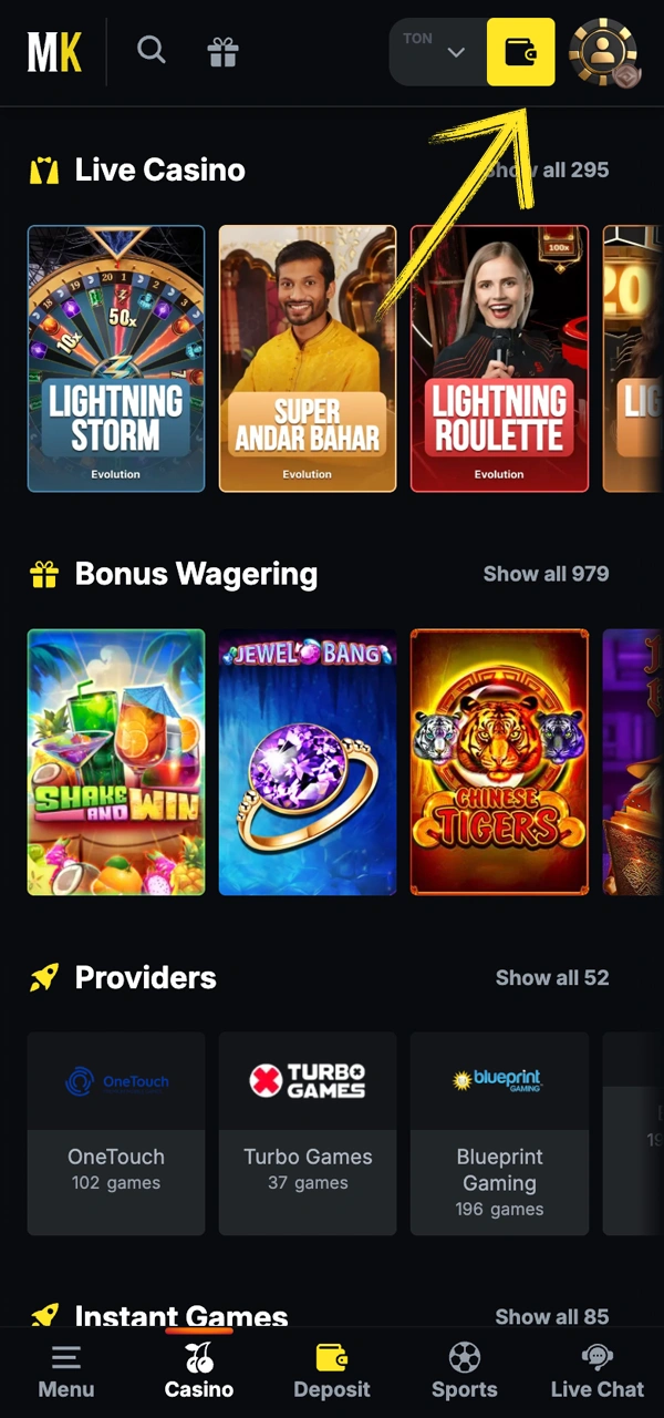 Pasos sencillos para realizar un depósito en Menace King.